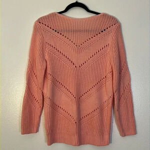 Loft | New bubblegum pink cable knit sweater Women’s size M boatneck V-neckline